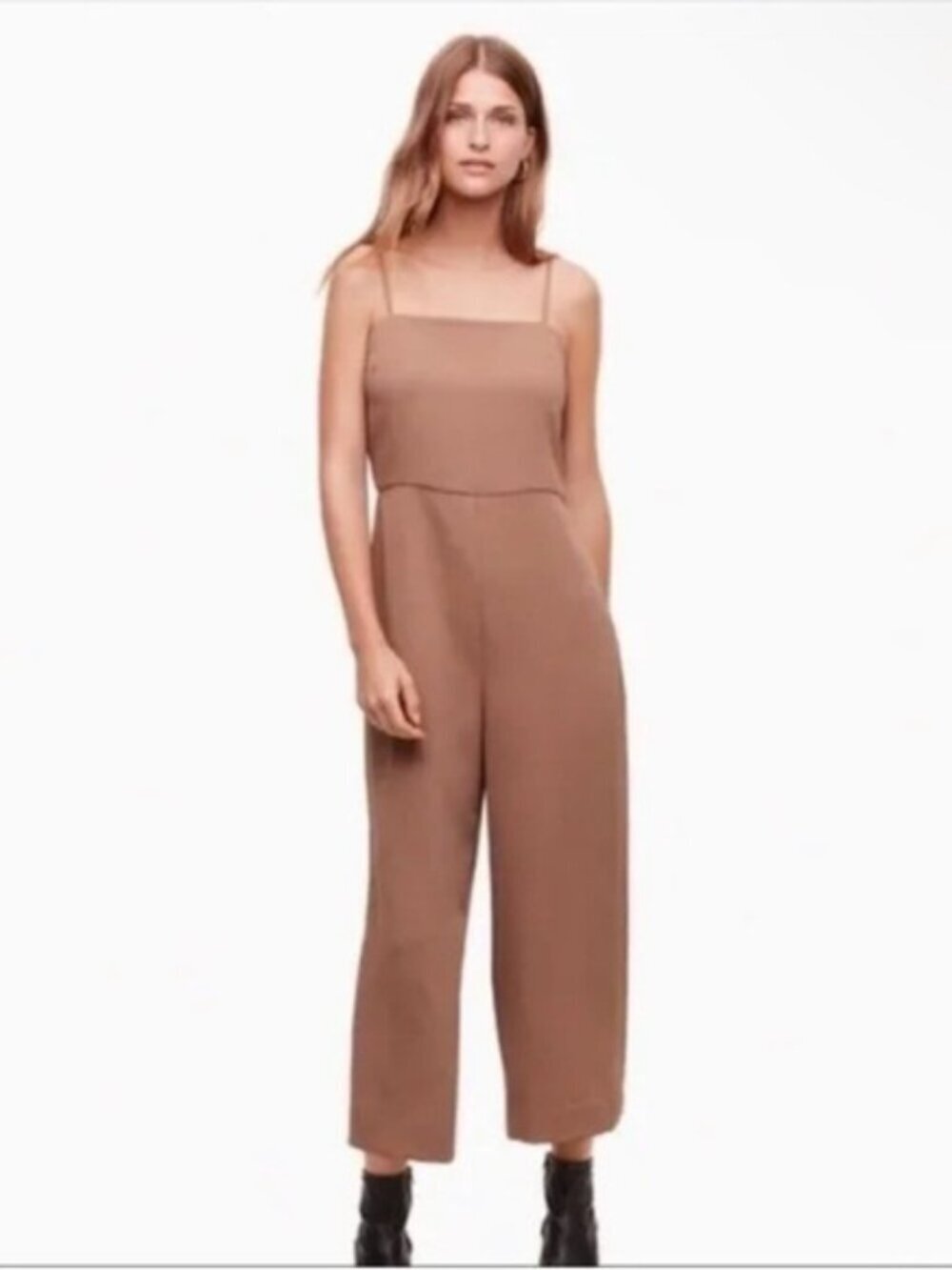 Aritzia Babaton Estaban Skinny Strap Jumpsuit Nutmeg Nude Size 0